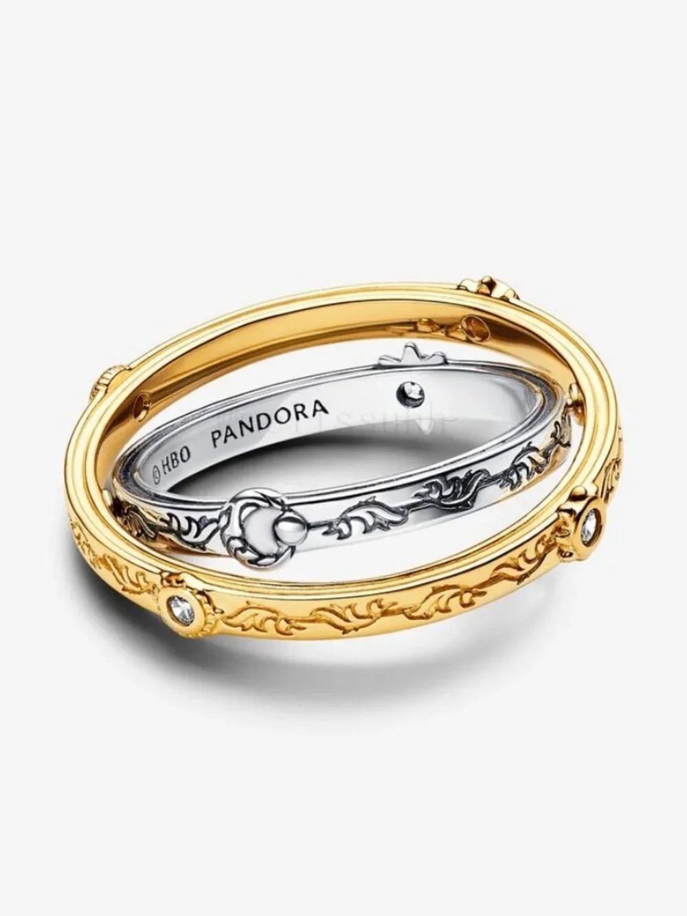 Pandora Two-Tone Gold & Silver Ornate Stackable Ring Set